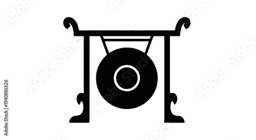 Vector illustration of traditional asian gong icon on a transparent background