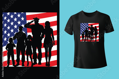 American Flag Silhouette, Back and white screen printing USA flag, Flags of the United States of America, USA Patriotic 4th of July Decorative Flags, Vector illustration