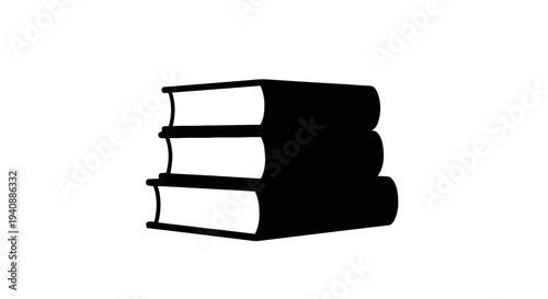 Vector illustration of stack of three books silhouette icon on a transparent background