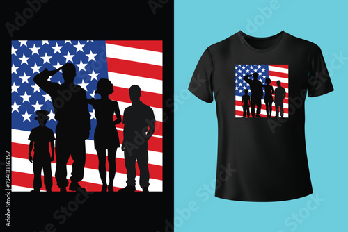 American Flag Silhouette, Back and white screen printing USA flag, Flags of the United States of America, USA Patriotic 4th of July Decorative Flags, Vector illustration