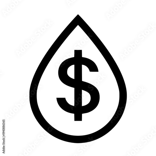 Dollar sign inside water drop icon symbolizing financial liquidity