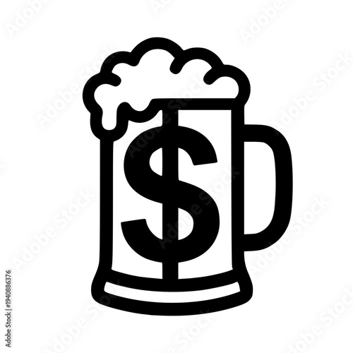 Profitable beer business concept with dollar sign on mug