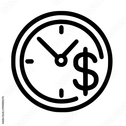 Time is money concept with clock and dollar sign