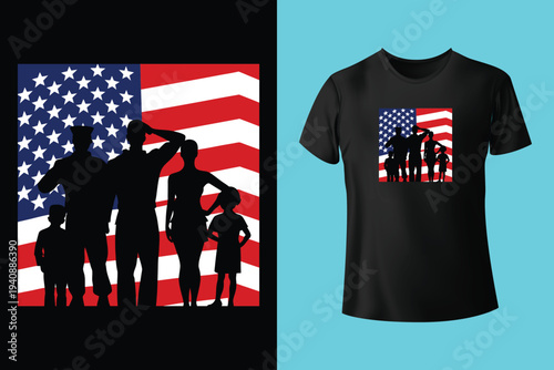 American Flag Silhouette, Back and white screen printing USA flag, Flags of the United States of America, USA Patriotic 4th of July Decorative Flags, Vector illustration