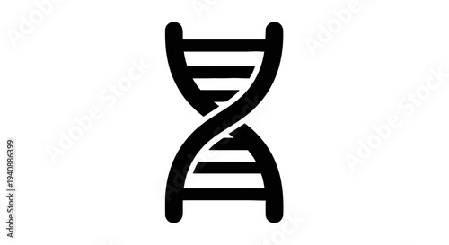 Vector illustration of black dna helix icon on a transparent background