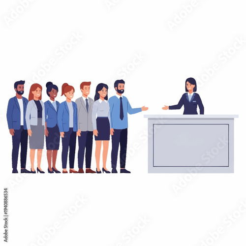 Diverse group of professionals attending a presentation or meeting.
