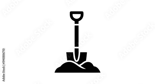 Vector illustration of shovel in soil icon on a transparent background