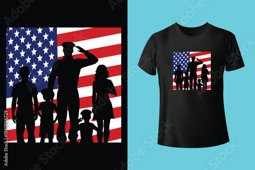 American Flag Silhouette, Back and white screen printing USA flag, Flags of the United States of America, USA Patriotic 4th of July Decorative Flags, Vector illustration