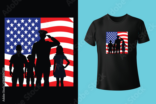 American Flag Silhouette, Back and white screen printing USA flag, Flags of the United States of America, USA Patriotic 4th of July Decorative Flags, Vector illustration