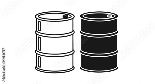 Vector illustration of oil and chemical barrels icon set on a transparent background