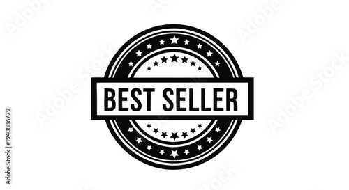 Vector illustration of best seller circular stamp badge label on a transparent background