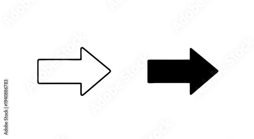 Free Download Vector illustration of set of black and white arrow icons pointing right on a transparent background - GFXLoad