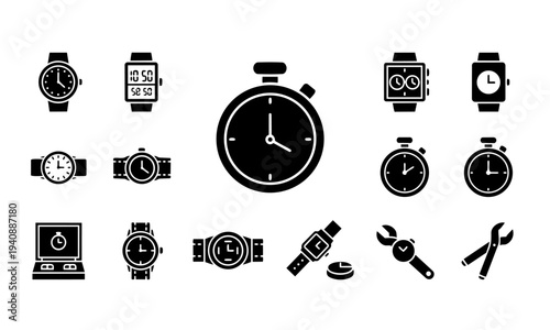 Watches Timers Smartwatch Silhouette Icons