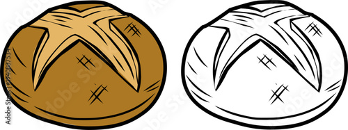 Doodle Bread. Artisan Bakery Illustration. Hand Drawn Bun. Minimal Food.