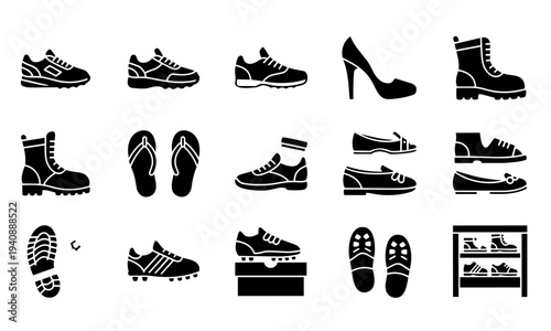 Shoes Footwear Sneakers Silhouette Icons