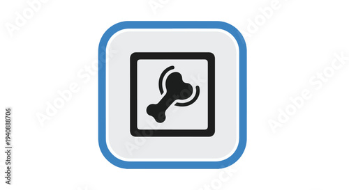 A close-up shot of a blue-outlined icon featuring a black pacifier on a white background.