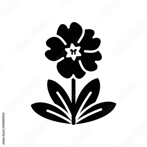 Black and white pansy flower illustration minimalist line art vector design