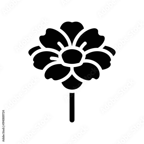 Black and white floral pinwheel icon isolated on transparent background vector