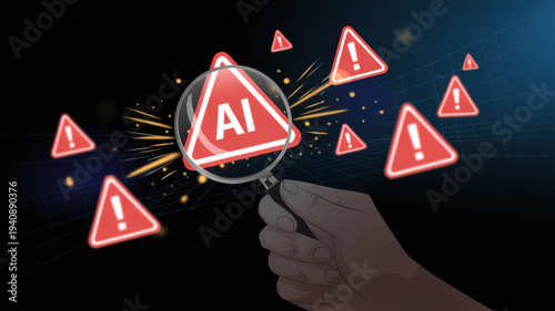Futuristic artificial intelligence concept depicting AI hallucination, processing errors, and generating misinformation. Represents the risks of unreliable algorithms and model collapse. Corpus