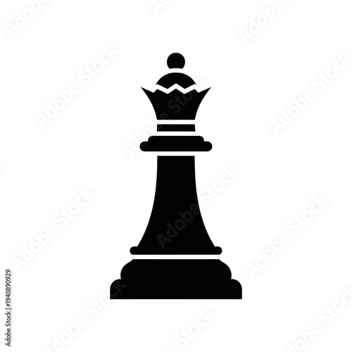 Black chess queen piece isolated on white background leadership power strategy