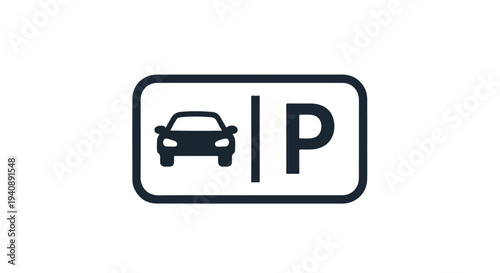 Graphic illustration of a parking sign with a car and the letter P on a white background.