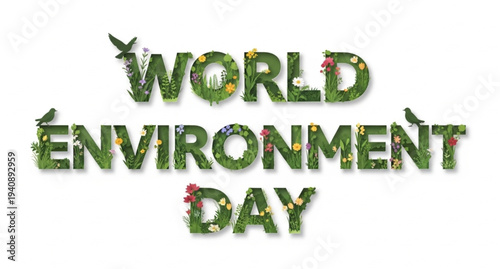 World environment day nature floral lettering for an ecological celebration