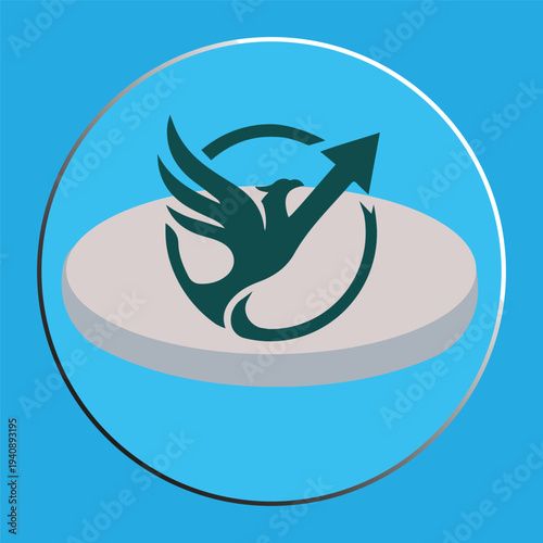 Phoenix bird with arrow upward growth logo icon in a circular frame