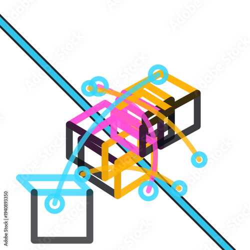 Geometric Schema with hologram slab icon
