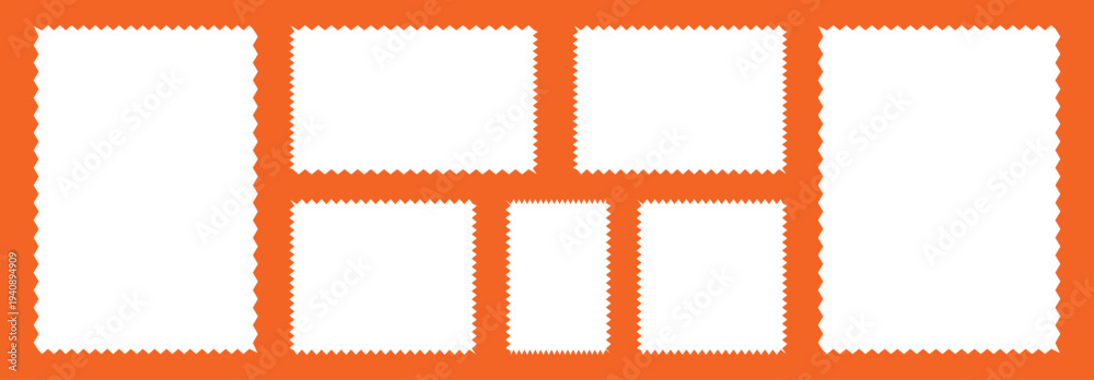 Fototapeta premium Zigzag picture photo frame, Set of stem border frame yellow orang color, 