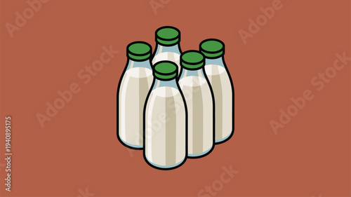 Milk bottles green caps brown