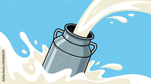 Milk Can Pouring Liquid Splash