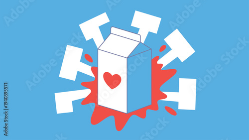 Milk Carton Red Heart