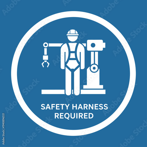 Safety Harness Required Sign for Industrial Workplace and Fall Protection