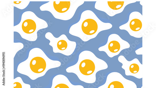 Vector illustration of fried egg pattern, seamless background
