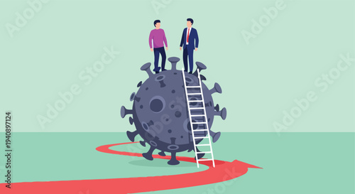 Businessmen on Coronavirus. Business Strategy. Overcoming Pandemic.