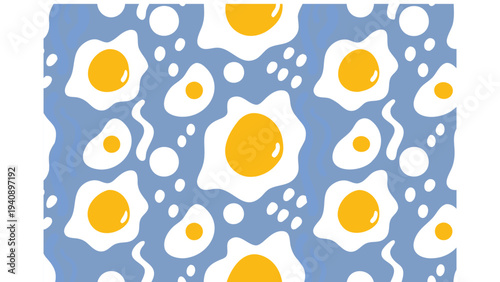 Vector fried egg pattern, blue background