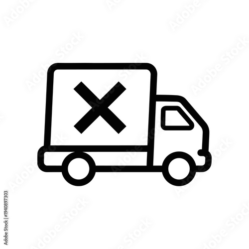 Delivery Truck with Cross Mark on White Background