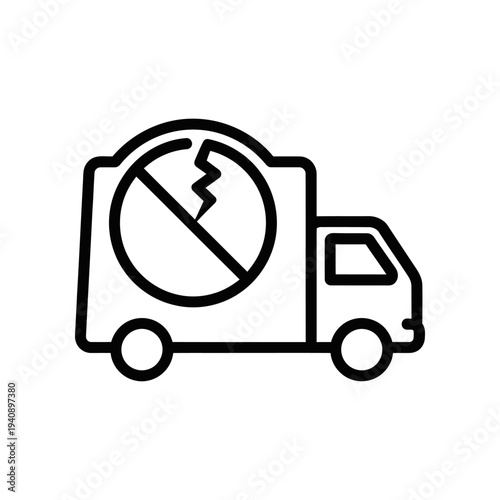 No Overtaking Truck Road Sign Icon Vector Illustration Black White Line Art