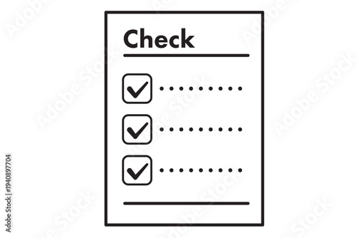 シンプルなチェックシート　黒1色のアイコン