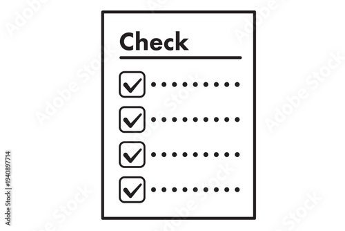 シンプルなチェックシート　黒1色のアイコン