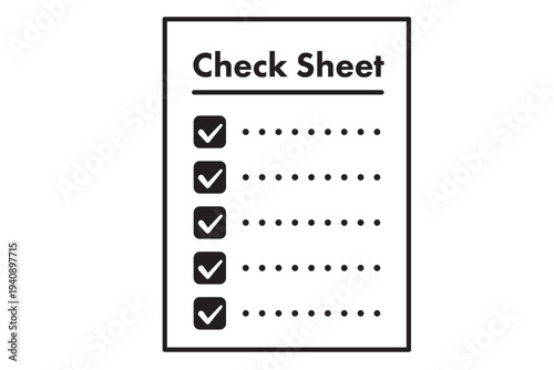 シンプルなチェックシート　黒1色のアイコン