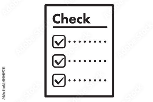 シンプルなチェックシート　黒1色のアイコン