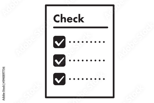 シンプルなチェックシート　黒1色のアイコン