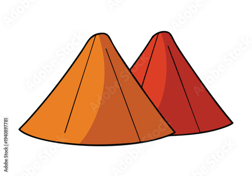 Two conical hats. Traditional asian conical hats. Straw hats.