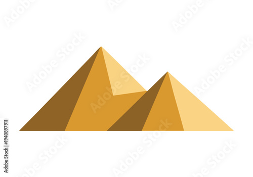 Egyptian Pyramids. Ancient Monument. Geometric Shape. Desert Landmark. Vector Illustration.