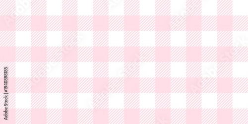 Pale pink gingham checkered pattern with diagonal stripes. Delicate seamless plaid background for bridal showers, feminine cosmetics, Valentine's Day, and soft paper crafts.