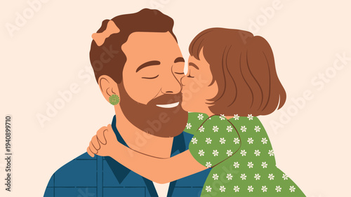 Daughter father kissing affection