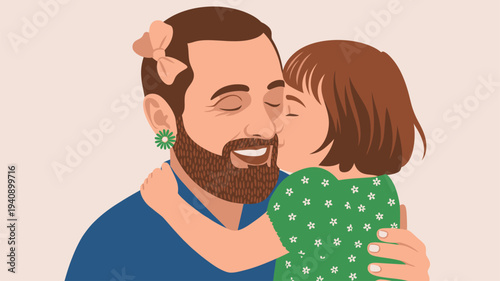 Daughter father loving kiss