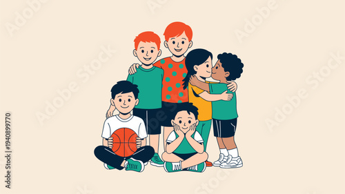 Diverse children group friends fun