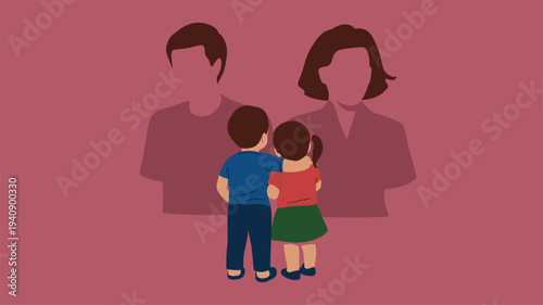 Children parental shadows family loss illustration